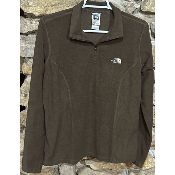 Women’s The North Face Tka 100 Microvelour 1/4 ZIP Fleece Pullover Brown Sz Larg - Picture 2 of 6